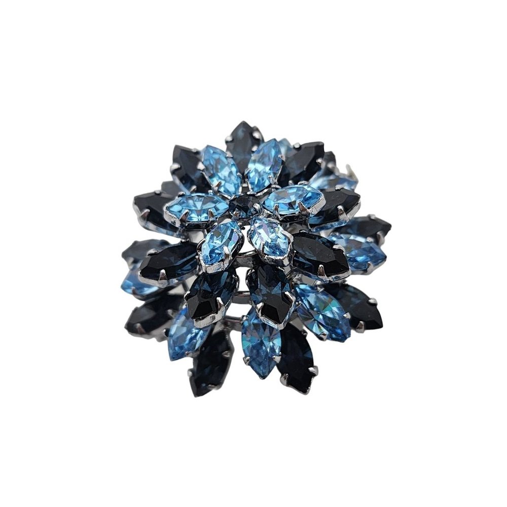 Vintage Well Made Layered Ring Construction Rhinestone Brooch (A3329)